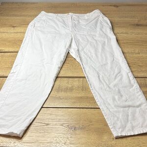 Eileen Fisher Women's White Organic Cotton/Hemp Blend Ankle Pants Size 10